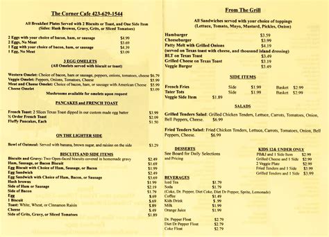 corner cafe menu menu  corner cafe east ridge chattanooga urbanspoonzomato