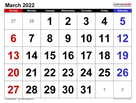 march  calendar templates  word excel