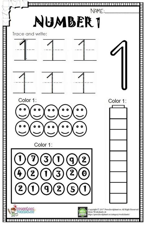 number  worksheet  kids preschoolplanet kindergarten worksheets