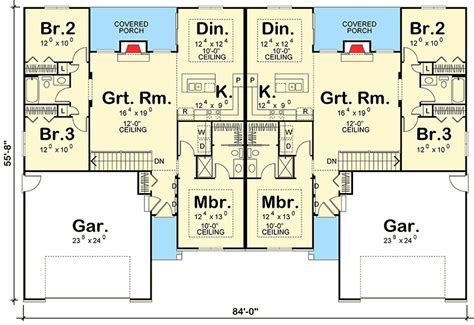 plan dj modest ranch duplex house plan duplex house plans garage house plans ranch