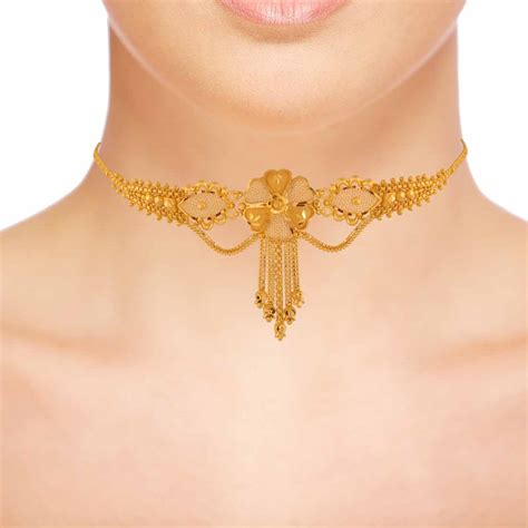 gold choker necklace ck  rupashree jewellers rb