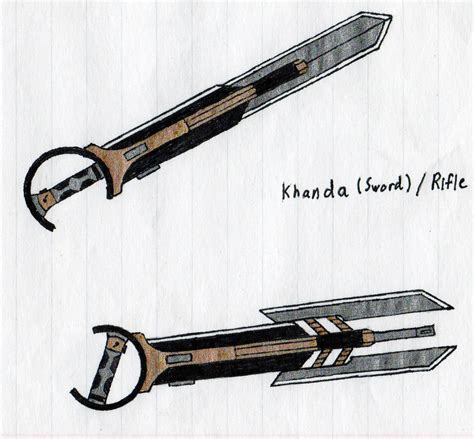 rwby weapon sketch khandaswordrifle  shadowbrawler  deviantart