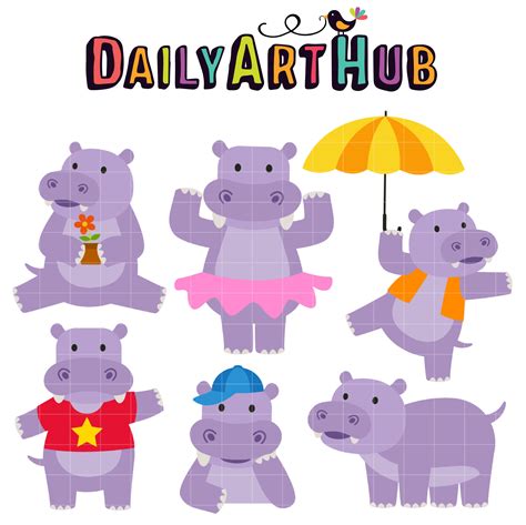 happy hippo clip art set daily art hub  clip art everyday