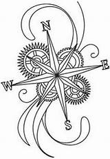 Compass Rose Embroidery Drawing Coloring Tattoo Pages Patterns Logo Printable Google Adult Paper Circle Pirate Mandala Steampunk Designs Getdrawings Concepts sketch template