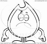 Fire Mascot Clipart Cartoon Depressed Coloring Happy Outlined Vector Sick Surprised Thoman Cory Royalty Clipartof sketch template