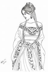 Chinese Coloring Pages Girl Princess Girls Coloriage Adult Deviantart Hanfu Books Color Oriental Colouring Monde Line Japanese Lady Pays Du sketch template