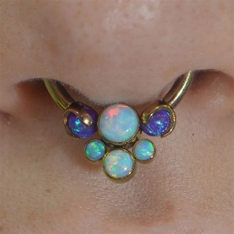 jewels nose ring opal septum piercing septum piercing jewerly septum piercing jewelry