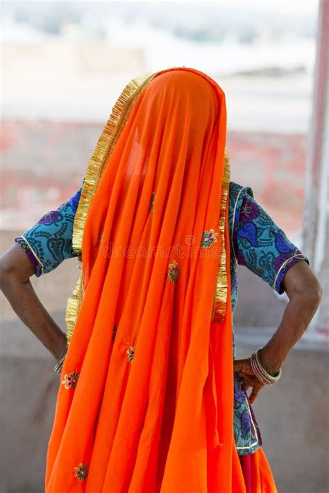 Portrait Of Asian Senior Beautiful Woman Wearing Traditional Orange