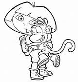 Dora Coloring Pages Explorer Boots Color Hugging Print Colouring Printable Cutecoloring sketch template