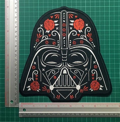 darth vader sugar skull embroidered iron  patch galactic empire star