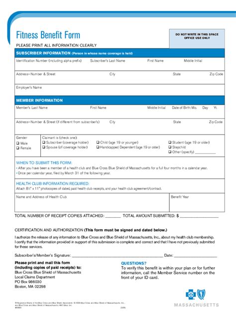 blue cross blue shield fitness reimbursement form fill