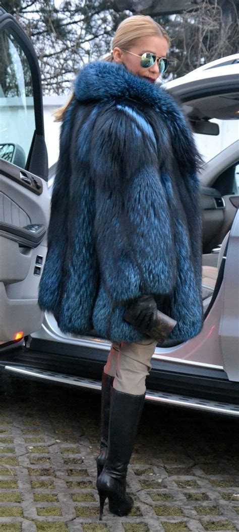 blue royal saga silver fox fur jacket coat like sable mink chinchilla