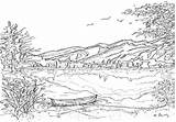 Coloring Pages Landscape River Tanpa Pemandangan Gambar Mountain Template Warna Kids Senary Sketch Search sketch template