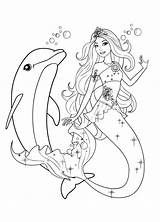 Barbie Mermaid Coloring Pages Dolphin Kids sketch template