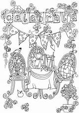 Coloring Pages Celebrate Printable Birthday Adult Bliss Happy Colouring Dover Publications Choose Board Party Color Adults sketch template