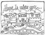 Coloring Pages Colouring Camper Printable Caravan Camping Adult Travel Rv Instant Sheets Park Embroidery Whimsical Trailers Color Where Patterns Hand sketch template