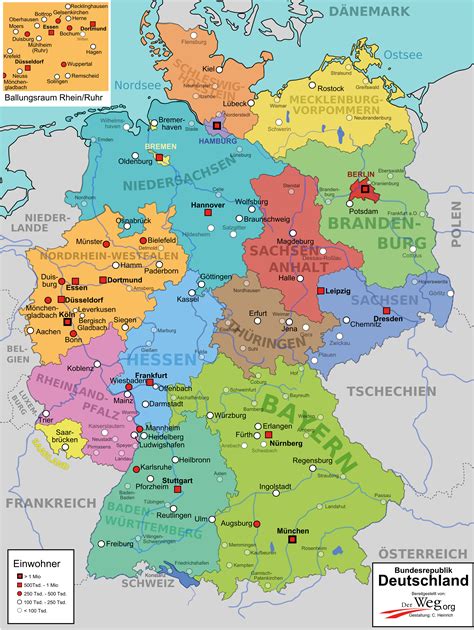 karte von deutschland mit bundeslaendern und staedten  blog