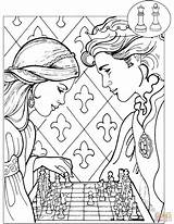 Coloring Chess Pages Princess Book Prince Vector Playing Public Ajedrez Domain Rey Drawing Dama Games 1855 sketch template