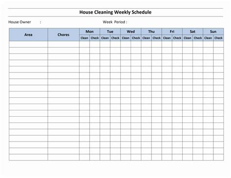 house cleaning schedule