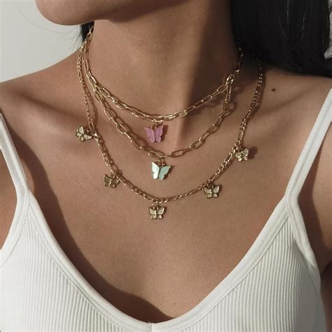wholesale trend butterfly necklaces gold necklace  women aesthetic