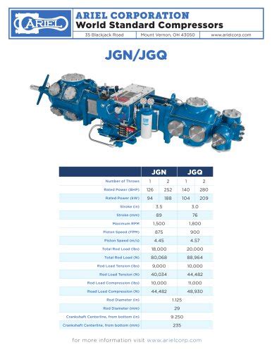 Jgn And Jgq Reciprocating Gas Compressors Ariel Pdf Catalogs