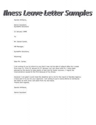 sample  illness leave letter stepbystep lettering letter sample