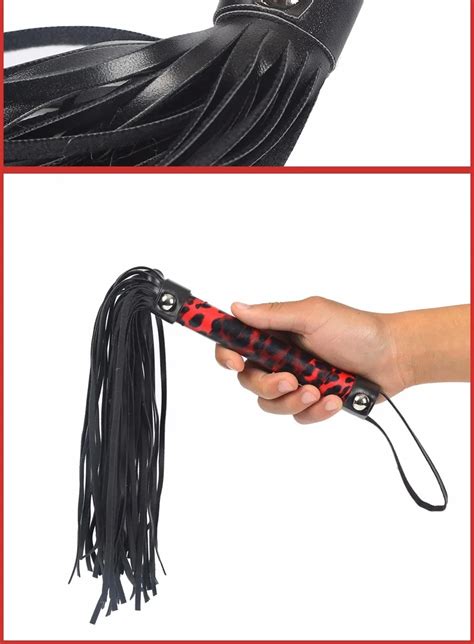 Black Wolf Handle Bondage Leather Whip Ass Spanking Paddle Whip