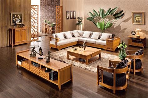 contemporary living room  wooden sofa sets  dark