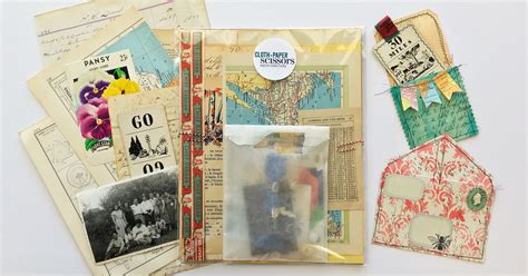projects galore   vintage ephemera kit cloth paper scissors