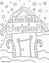 Workshop Santa Coloring Santas Pages Printable Sleigh Getcolorings Drawing Print Color sketch template