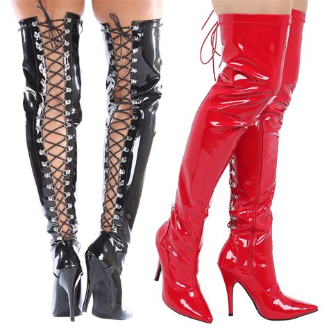 anastasia stiletto heels lace back zip up ladies sexy thigh high boots
