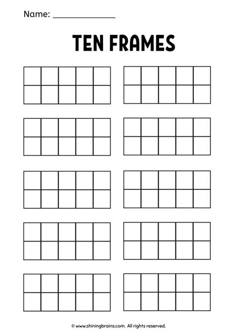 ten frame worksheets