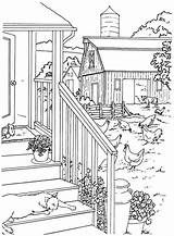Farm Landscape Outhouse Chickens Rocks sketch template