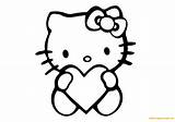 Kitty Hello Pages Heart Coloring Color Cartoons Print Kids sketch template
