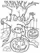 Getdrawings Spooky Coloring Halloween Pages sketch template