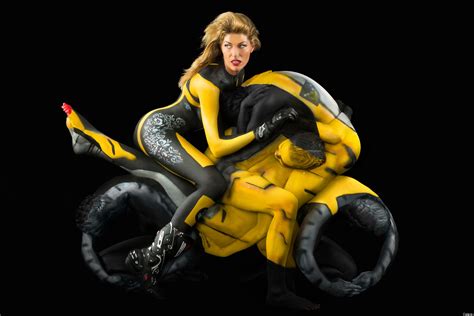 Body Artist Trina Merry Makes Motorcycles Out Of Nude