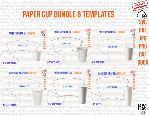 paper cup bundle template oz oz oz oz oz oz full wrap