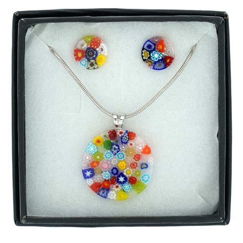 Murano Glass Necklace And Earrings Sets Murano Glass Millefiori