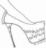 Drawing Template Stiletto High Shoe Cinderella Heel Slipper Glass Easy Heels Shoes Templates Getdrawings Slippers Paper Pink Illustration sketch template