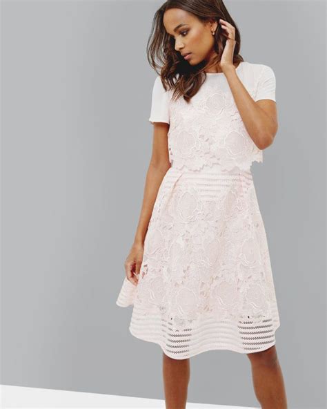 layered lace dress pink dresses ted baker uk designer outfits woman fashion clothes