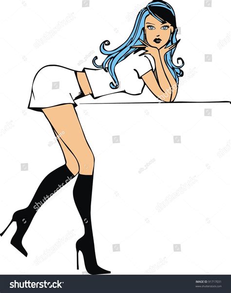 Sexy Pin Up Girl With Miniskirt And Boots Stock Vector Illustration