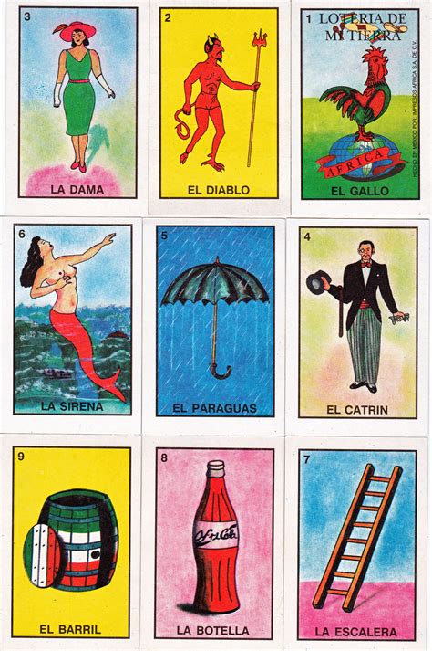 mexican loteria cards six pages of different cards printable etsy
