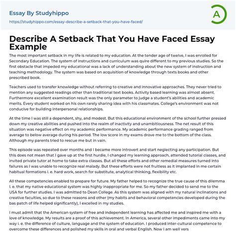 describe  setback    faced essay  studyhippocom