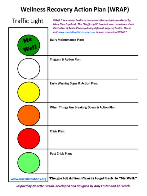 form wellness recovery action plan wrap traffic light fill