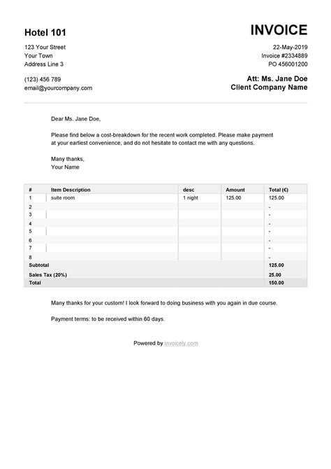 simple hotel bill format  word pictures invoice template ideas