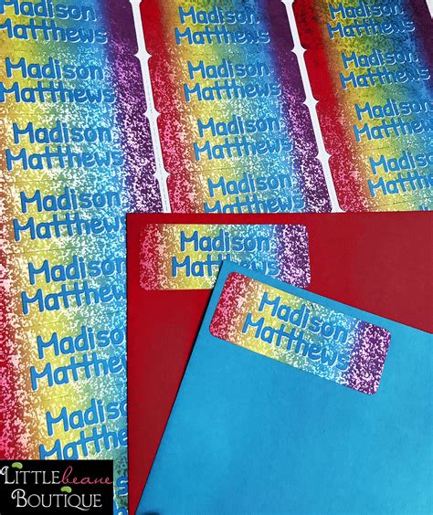 kids custom  stickers   school labels rainbow etsy kids
