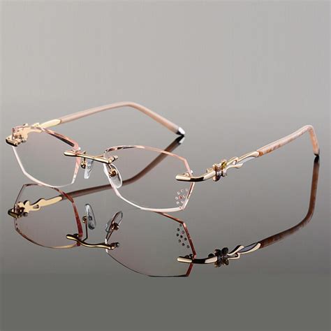 buy   women rimless diamond cutting eyeglasses