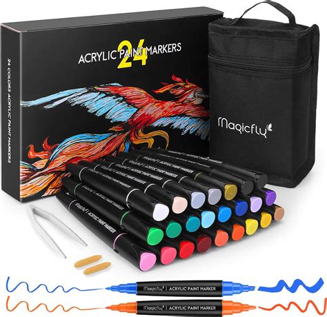 buy magicfly  colors acrylic paint markers double sided reversible