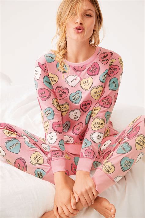 buy pink love hearts cotton pyjamas    uk  shop