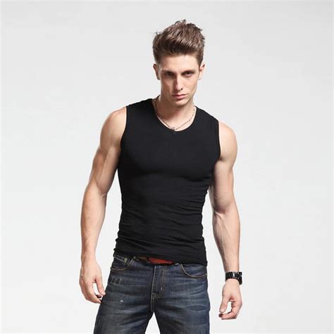 hot sale men broad shoulders sleeves breathable fitness stretch waistcoat  neck fashion